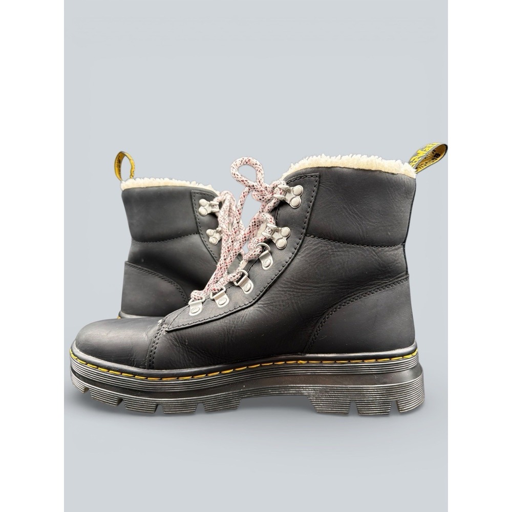Dr. Martens Combs Black Wyoming Faux Shearling Lined Casual Boots Moto Combat 9 - Picture 7 of 11